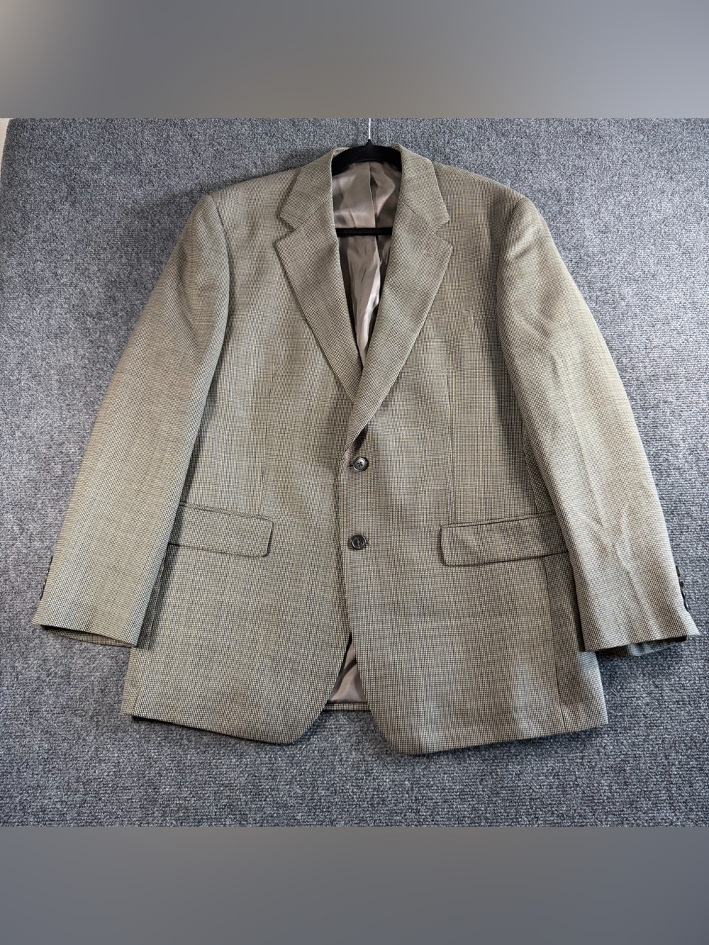 Chaps Ralph Lauren Men's Wool Tan Houndstooth Pattern Sport Coat Jacket 4OR
